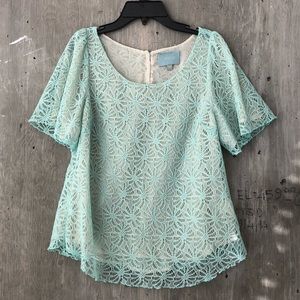 ModCloth mint green lace shirt - size small